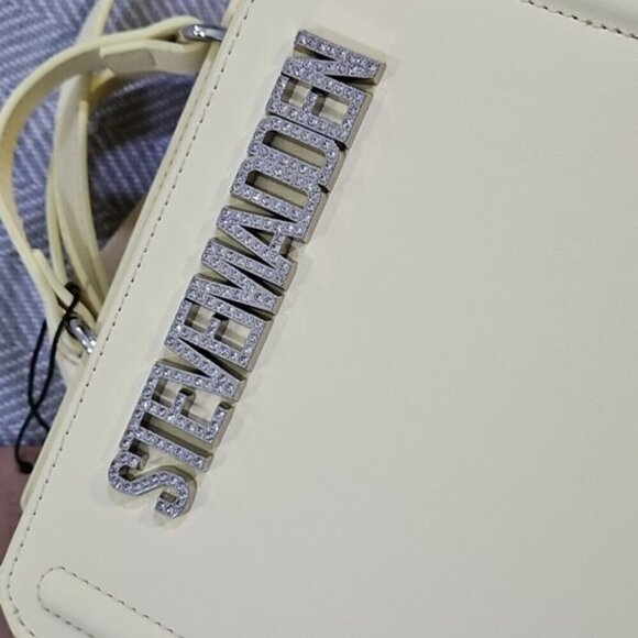 Steve Madden NWT Bevelyn-G Satchel Butter Yellow Crossbody Rhinestones Bling - Picture 8 of 16
